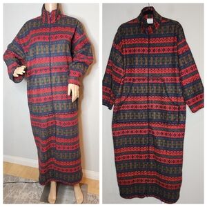 Appel Robes Fleece Full Zip Long Sleeve Maxi Length House Dress Lounge Cozy L